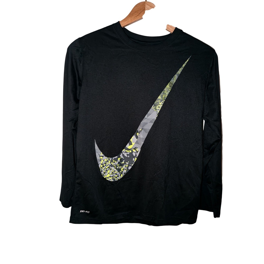 Nike Dri-FIT Kids Large Black Short Sleeve Performance T-Shirt Youth Activewear‎